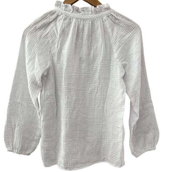 J.Crew Petite Long-Sleeve Gauzey Tie-top in Bright White Size XXSP - Picture 6 of 11